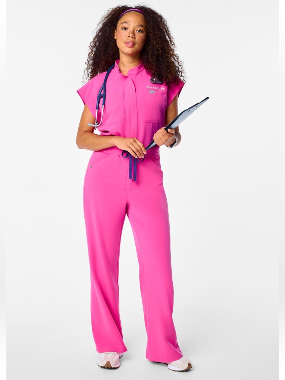 Figs Rafaela wide leg scrub jumpsuit Rapid Response Pink XST Tall NWT